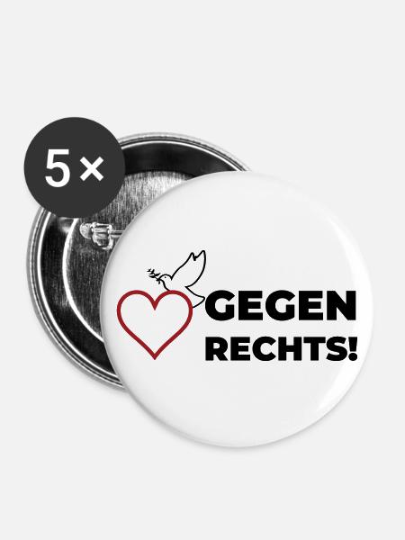 Gegen rechts - Buttons groß 56 mm (5er Pack) - Weiß