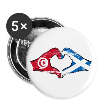 Tunisia Scotland Flag Hands Heart Shape Used - Buttons large 2.2''/56 mm (5-pack) - white - Front