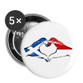 Scotland Indonesia Flag Hands Heart Shape Used - Buttons large 2.2''/56 mm (5-pack) - white - Front