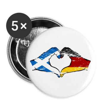 Scotland Germany Flag Hands Heart Shape Used - Buttons large 2.2''/56 mm (5-pack) - white - Front