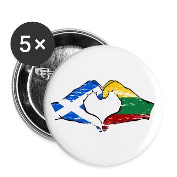 Ecosse Lituanie Drapeau Mains Coeur Forme Utilisé - Lot de 5 grands badges (56 mm) - blanc - Devant