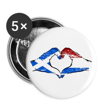 Scotland Holland Flag Hands Heart Shape Used - Buttons large 2.2''/56 mm (5-pack) - white - Front