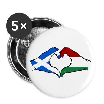 Scotland Hungary Flag Hands Heart Shape - Buttons large 2.2''/56 mm (5-pack) - white - Front