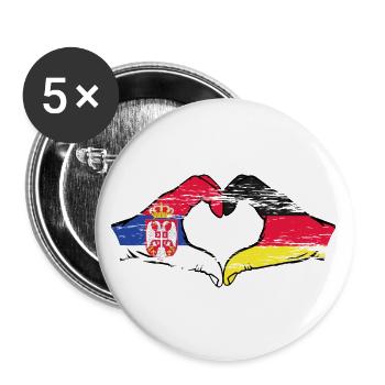 Serbia Germany Flag Hands Heart Shape Used - Buttons large 2.2''/56 mm (5-pack) - white - Front