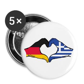 Germany Greece Flag Hands Heart Shape - Buttons large 2.2''/56 mm (5-pack) - white - Front
