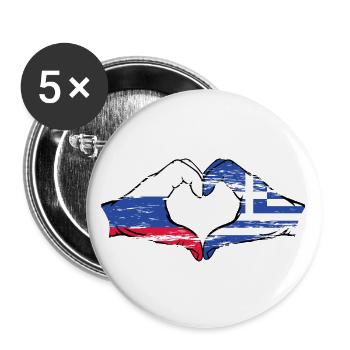 Russia Greece Flag Hands Heart Shape Used - Buttons large 2.2''/56 mm (5-pack) - white - Front