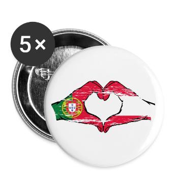Portugal Austria Flag Hands Heart Shape Used - Buttons large 2.2''/56 mm (5-pack) - white - Front