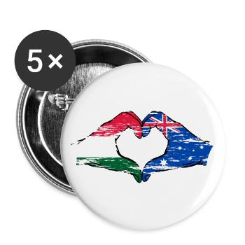 Ungarn Australien Flagge Herzform used - Buttons groß 56 mm (5er Pack) - Weiß - Vorne