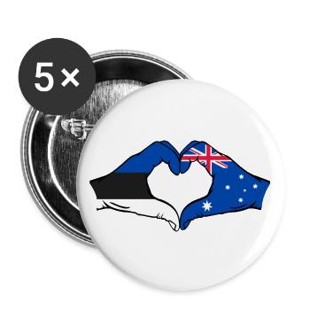 Estland Australien Flagge Herzform - Buttons groß 56 mm (5er Pack) - Weiß - Vorne