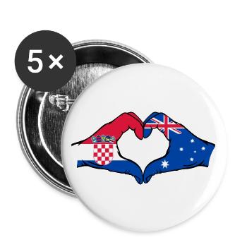 Croatia Australia Flag Heart Shape - Buttons large 2.2''/56 mm (5-pack) - white - Front