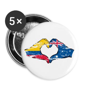 Colombia Australia flag heart shape used - Buttons large 2.2''/56 mm (5-pack) - white - Front