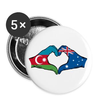 Azerbaijan Australia Flag Heart Shape - Buttons large 2.2''/56 mm (5-pack) - white - Front