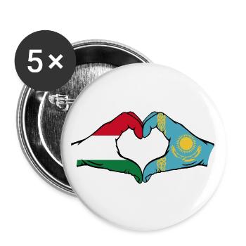 Hongrie Kazakhstan Drapeau Mains Coeur Forme - Lot de 5 grands badges (56 mm) - blanc - Devant