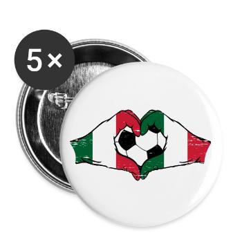 Italy Football Flag Hands Heart Shape Used - Buttons large 2.2''/56 mm (5-pack) - white - Front