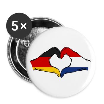 Germany Holland Flag Hands Heart Shape - Buttons large 2.2''/56 mm (5-pack) - white - Front