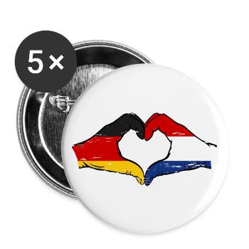 Germany Holland Flag Hands Heart Shape Used - Buttons large 2.2''/56 mm (5-pack) - white - Front