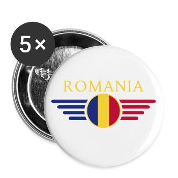 I Love Romania, Elegance Style Design T-Shirt - Buttons large 2.2''/56 mm (5-pack) - white - Front