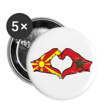Macedonia Morocco flag hands heart shape used - Buttons large 2.2''/56 mm (5-pack) - white - Front