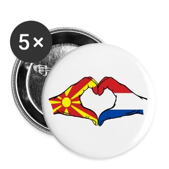Macedonia Holland Flag Hands Heart Shape - Buttons large 2.2''/56 mm (5-pack) - white - Front