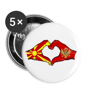Macedonia Montenegro flag hands heart shape used - Buttons large 2.2''/56 mm (5-pack) - white - Front