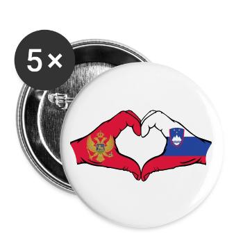 Montenegro Slovenia Flag Hands Heart Shape - Buttons large 2.2''/56 mm (5-pack) - white - Front