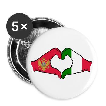 Montenegro Italy Flag Hands Heart Shape - Buttons large 2.2''/56 mm (5-pack) - white - Front