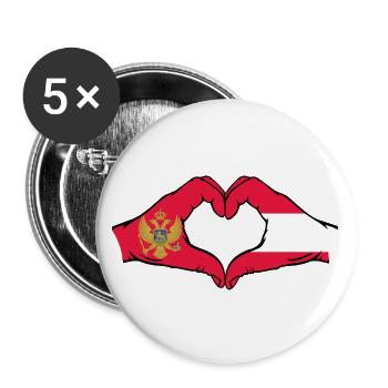 Montenegro Austria Flag Hands Heart Shape - Buttons large 2.2''/56 mm (5-pack) - white - Front