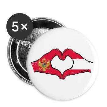 Montenegro Austria flag hands heart shape used - Buttons large 2.2''/56 mm (5-pack) - white - Front