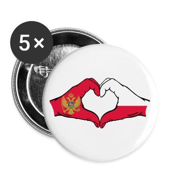 Montenegro Poland Flag Hands Heart Shape - Buttons large 2.2''/56 mm (5-pack) - white - Front