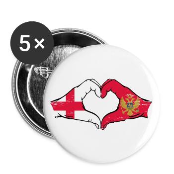 England Montenegro flag hands heart shape used - Buttons large 2.2''/56 mm (5-pack) - white - Front