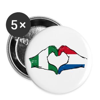 Nigeria Hollande drapeau mains forme de coeur utilisé - Lot de 5 grands badges (56 mm) - blanc - Devant