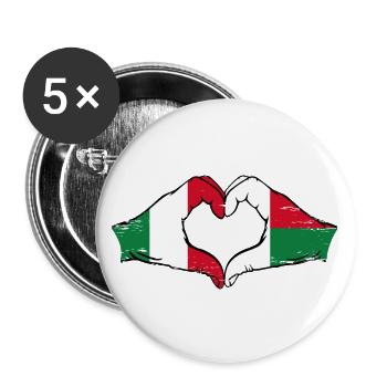 Italy Madagascar Flag Hands Heart Shape Used - Buttons large 2.2''/56 mm (5-pack) - white - Front