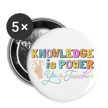 Teacher - Buttons large 2.2''/56 mm (5-pack) - white - Front
