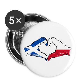 Ecosse Pologne Mains Coeur Forme Utilisé - Lot de 5 grands badges (56 mm) - blanc - Devant