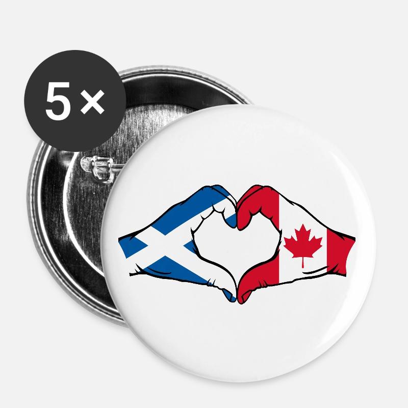 Scotland Canada Hands Heart Shape - Buttons large 2.2''/56 mm (5-pack) - white