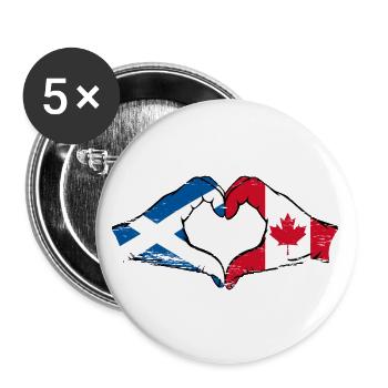 Écosse Canada mains en forme de coeur utilisé - Lot de 5 grands badges (56 mm) - blanc - Devant