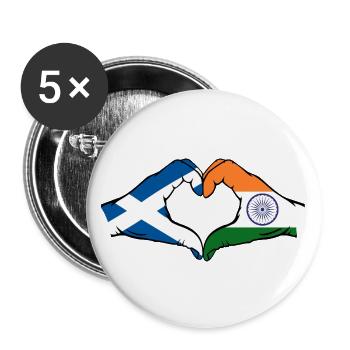 Scotland India Hands Heart Shape - Buttons large 2.2''/56 mm (5-pack) - white - Front