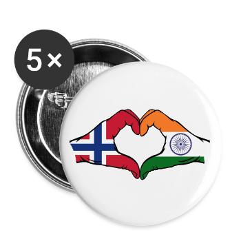 Norway India hands heart shape - Buttons large 2.2''/56 mm (5-pack) - white - Front