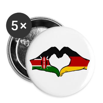 Kenya Germany Hands Heart Shape - Buttons large 2.2''/56 mm (5-pack) - white - Front
