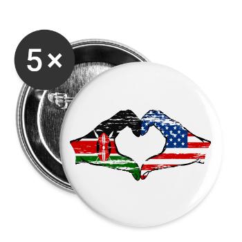 Kenya USA hands heart shape used - Buttons large 2.2''/56 mm (5-pack) - white - Front