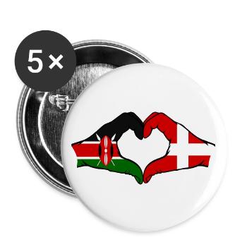 Kenya Denmark Hands Heart Shape - Buttons large 2.2''/56 mm (5-pack) - white - Front