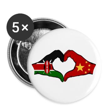 Kenya China Hands Heart Shape - Buttons large 2.2''/56 mm (5-pack) - white - Front