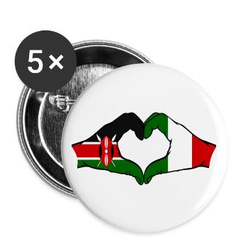 Kenya Italy Hands Heart Shape - Buttons large 2.2''/56 mm (5-pack) - white - Front
