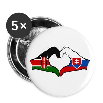 Kenia Slowakei Hände Herzform - Buttons groß 56 mm (5er Pack) - Weiß - Vorne