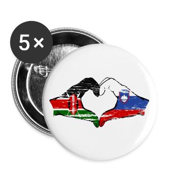 Kenya Slovénie mains forme de coeur utilisé - Lot de 5 grands badges (56 mm) - blanc - Devant