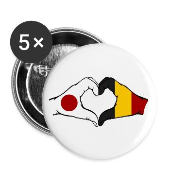Japan Belgium Hands Heart Shape - Buttons large 2.2''/56 mm (5-pack) - white - Front