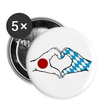 Japan Bavaria Hands Heart Shape - Buttons large 2.2''/56 mm (5-pack) - white - Front