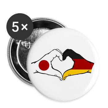 Japan Germany Hands Heart Shape - Buttons large 2.2''/56 mm (5-pack) - white - Front