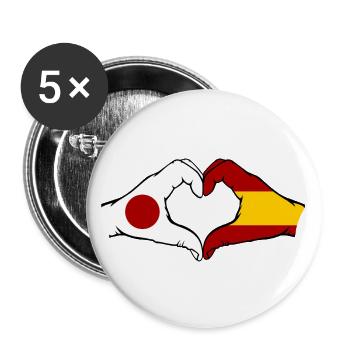 Japan Spain Hands Heart Shape - Buttons large 2.2''/56 mm (5-pack) - white - Front