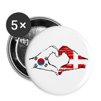 South Korea Denmark hands heart shape used - Buttons large 2.2''/56 mm (5-pack) - white - Front